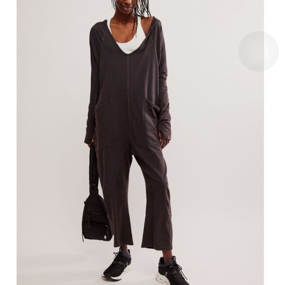 NWT FREE PEOPLE FP Movement Black Hot Shot Long Sleeve Onesie SZ: S